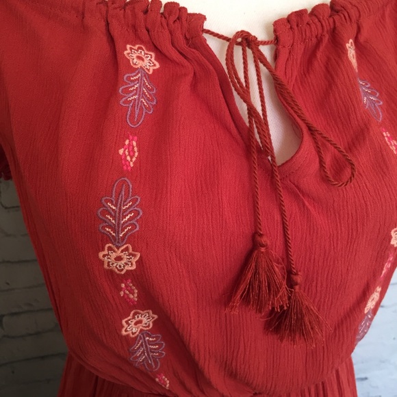 Love, Fire Embroidered Ruffled Tiered Hi-Low Dress - Picture 2 of 8